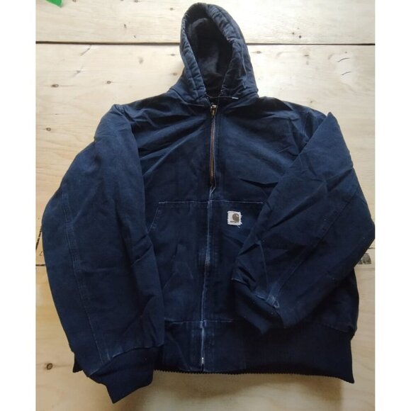 Carhartt Other - Vintage Carhartt Jacket Mens Large J130 Midnight Navy Quilted Flannel Lined